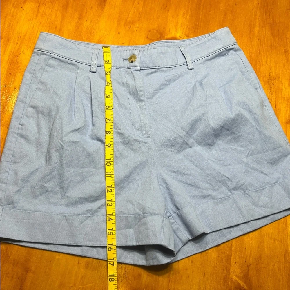 J.Crew Light Blue Cotton Chino Pleated Shorts Preppy High Waist Size 8 New - Picture 3 of 7